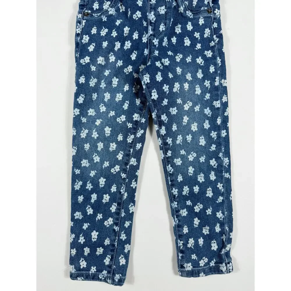 Roots & Threads Floral Print Denim Jeans Toddler Girls Size 4